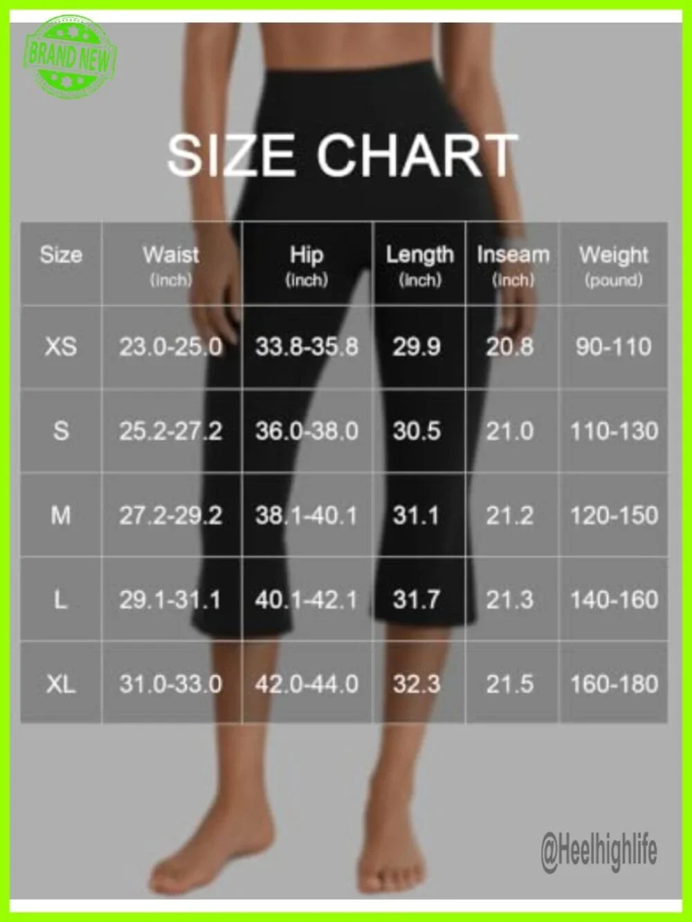 High Waist Capri Yoga Pants with Scrunch Booty Lift - Nylon Blend Flare Leg